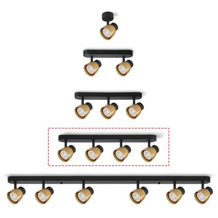 Brilagi - Spot LED RGBW dimmable NUGGET 4xGU10/6W/230V 3000K noir/doré + télécommande