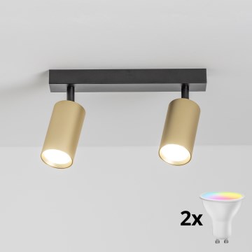 Brilagi - Spot LED RGBW dimmable SELE GOLDEN 2xGU10/6,5W/230V 2700-6500K noir/doré