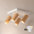 Brilagi - Spot LED RGBW dimmable SELE SQUARE 4xGU10/6,5W/230V 2700-6500K blanc/décor chêne