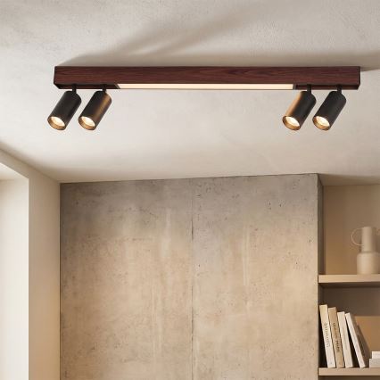 BRILAGI - Spot LED SELE 4xGU10/30W/230V + LED/20W noir/décor cerisier