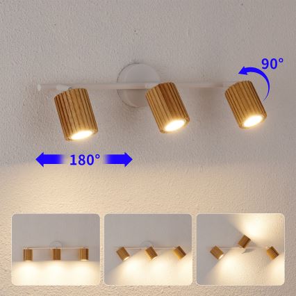 Brilagi - Spot MODERN WOOD 3xGU10/8W/230V bois/blanc