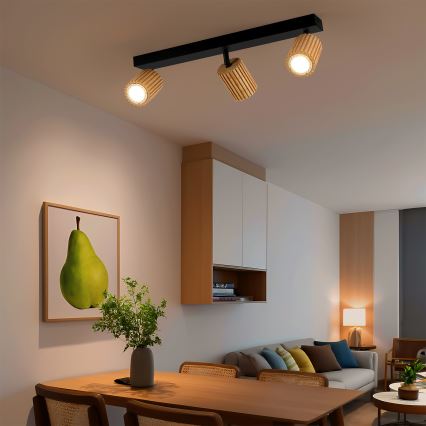 Brilagi - Spot MODERN WOOD 3xGU10/8W/230V bois d'hévéa/noir