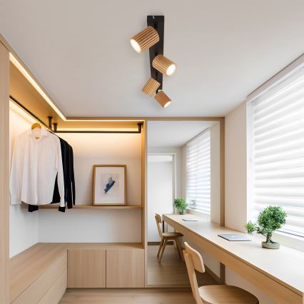 Brilagi - Spot MODERN WOOD 4xGU10/8W/230V hévéa/noir