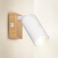 Brilagi - Spot mural avec interrupteur SELE 1xGU10/30W/230V blanc/décor chêne