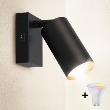 Brilagi - Spot mural LED RGBW dimmable avec interrupteur SELE 1xGU10/4,8W/230V 3000K noir/doré + télécommande