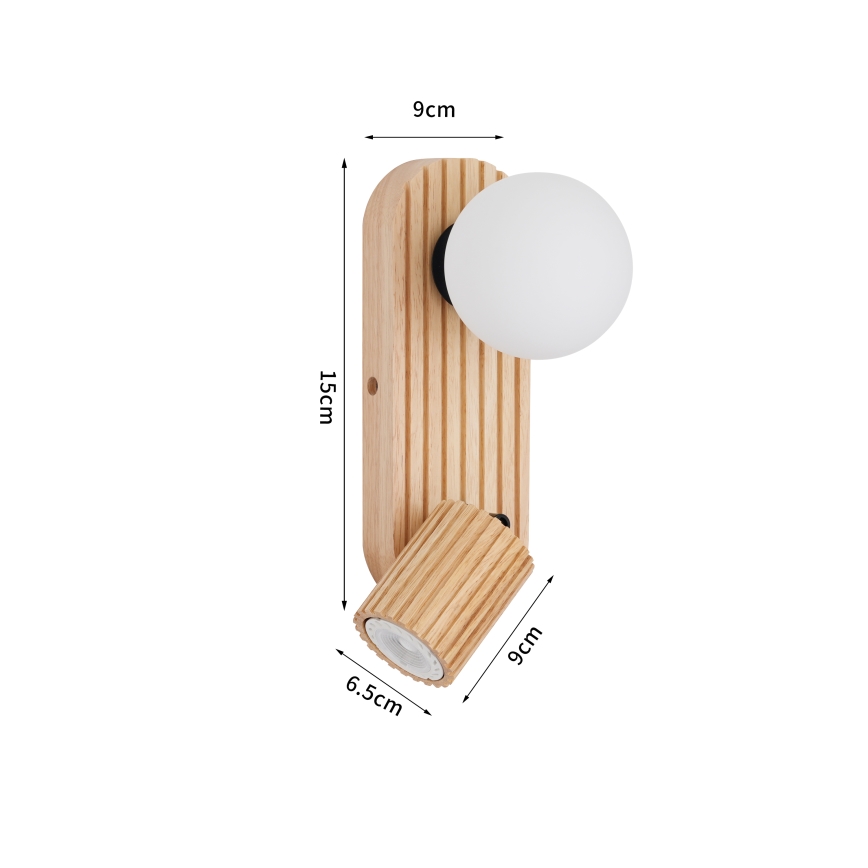 Brilagi - Spot mural MODERN WOOD 1xG9/5W/230V + 1xGU10/8W bois d'hévéa