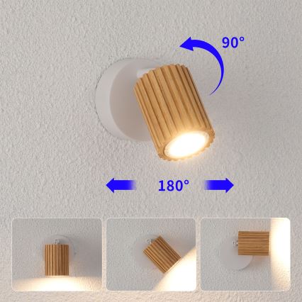Brilagi - Spot mural MODERN WOOD 1xGU10/8W/230V bois/blanc