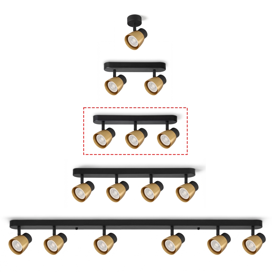 Brilagi - Spot NUGGET 3xGU10/30W/230V noir/or