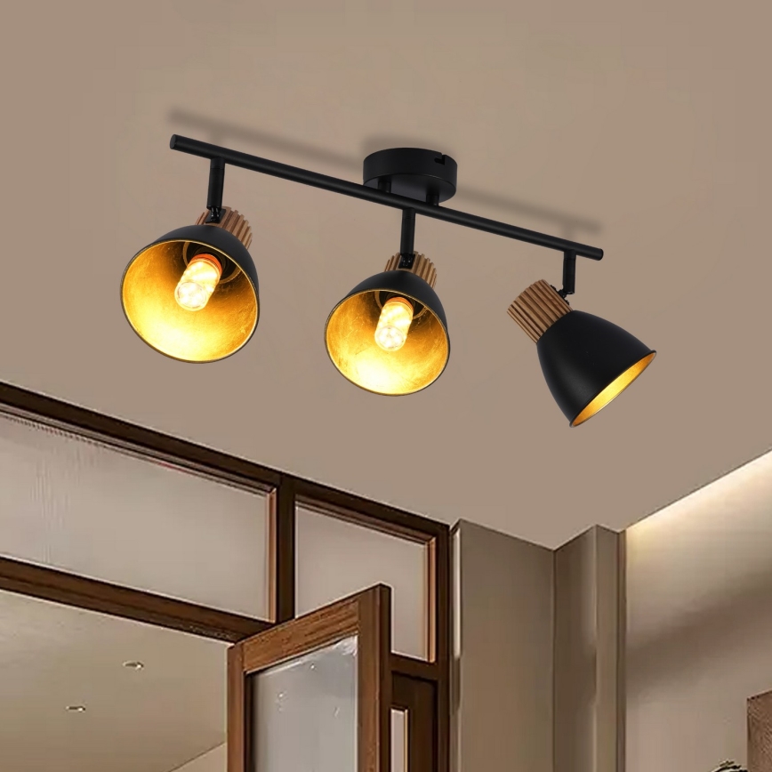 Brilagi - Spot orientable ODENSE 3xE14/10W/230V bois d'hévéa/noir