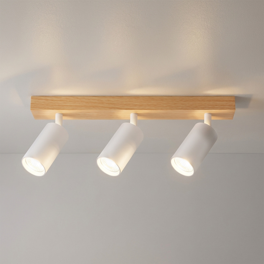 Brilagi - Spot orientable SELE 3xGU10/30W/230V blanc/décor chêne