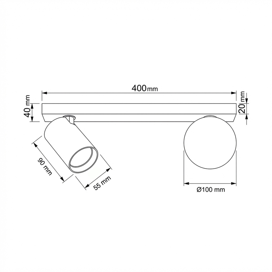 Brilagi - Spot orientable SELE BALL 1xGU10/30W/230V + 1xG9/10W noir