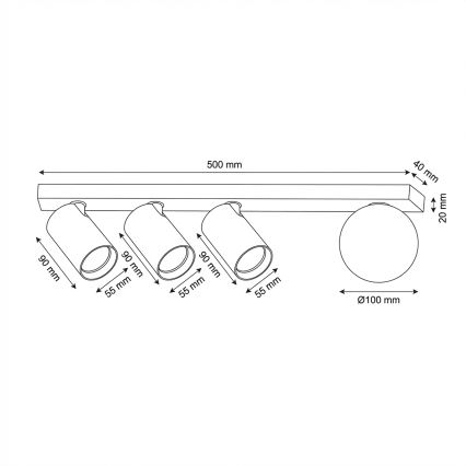 Brilagi - Spot orientable SELE BALL 3xGU10/30W/230V + 1xG9/10W noir