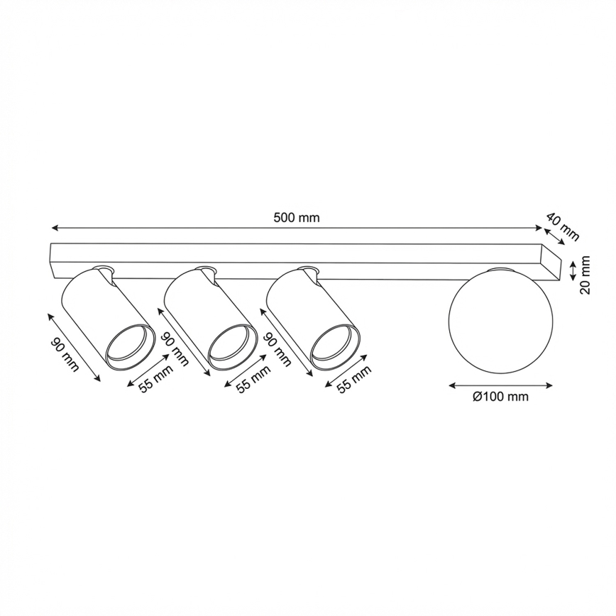 Brilagi - Spot orientable SELE BALL 3xGU10/30W/230V + 1xG9/10W noir