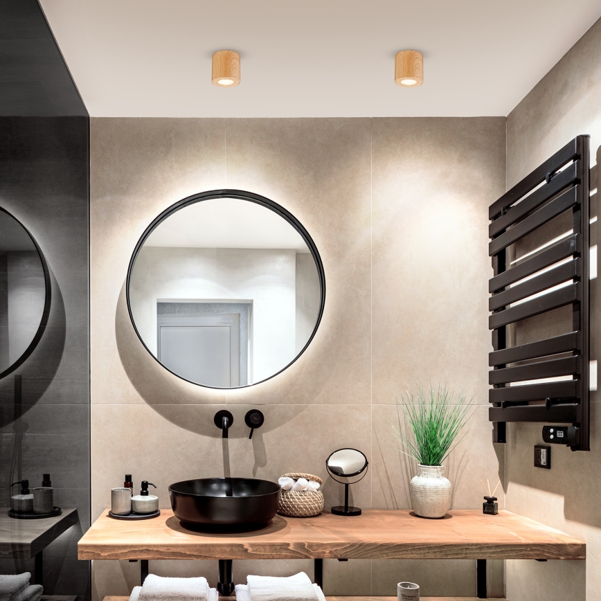 Brilagi - Spot salle de bain MIA 1xGU10/30W/230V 84x80 mm décor en chêne IP44