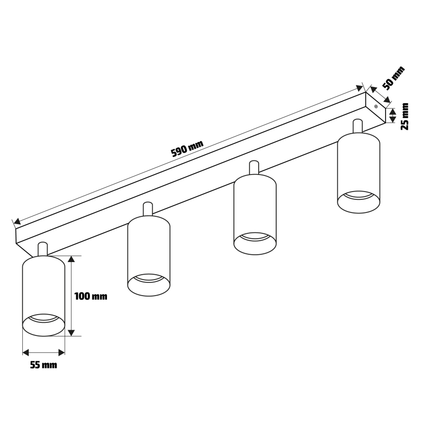 Brilagi - Spot salle de bain SELE 4xGU10/30W/230V IP44 noir