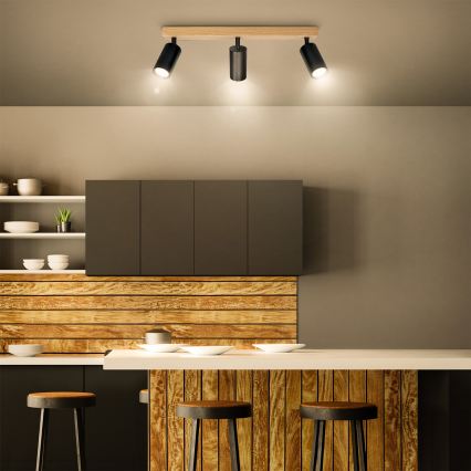 Brilagi - Spot SELE 3xGU10/30W/230V noir/décor chêne