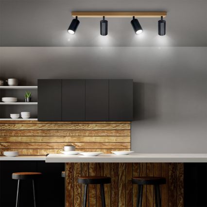 Brilagi - Spot SELE 4xGU10/30W/230V noir/décor chêne