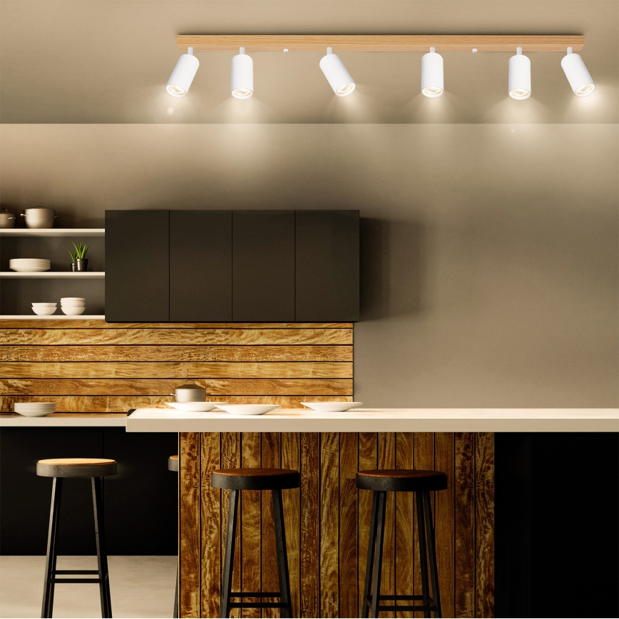 Brilagi - Spot SELE 6xGU10/30W/230V blanc/décor chêne