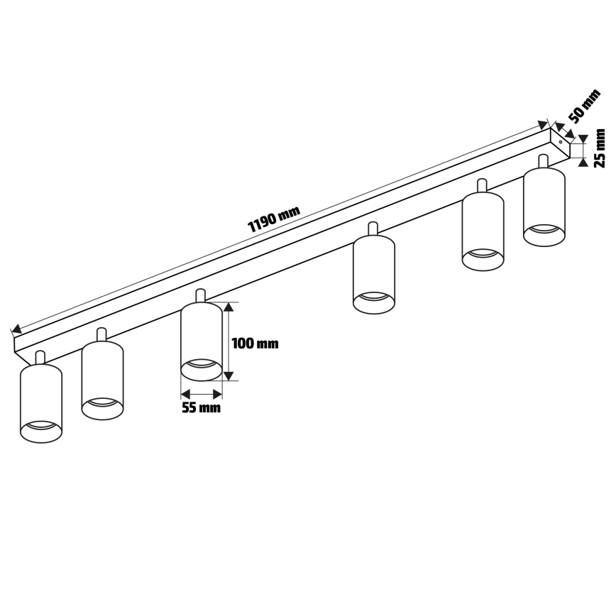 Brilagi - Spot SELE 6xGU10/30W/230V zwart/eiken decor