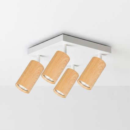 Brilagi - Spot SELE SQUARE 4xGU10/30W/230V blanc/décor chêne