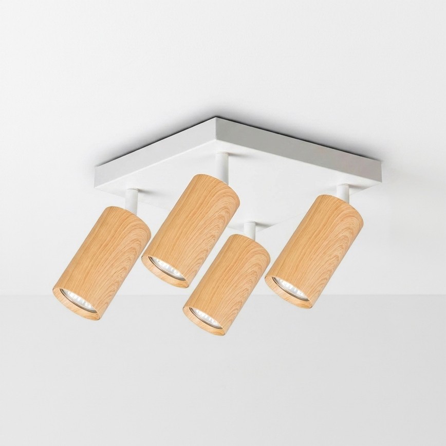 Brilagi - Spot SELE SQUARE 4xGU10/30W/230V blanc/décor chêne