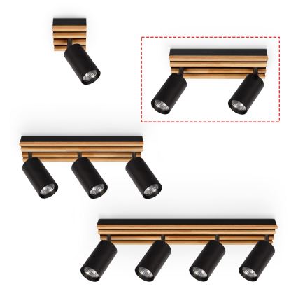 Brilagi - Spot SELE WOOD 2xGU10/30W/230V noir/bois