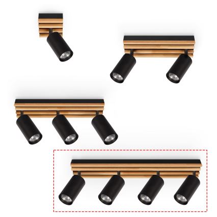 Brilagi - Spot SELE WOOD 4xGU10/30W/230V noir/bois