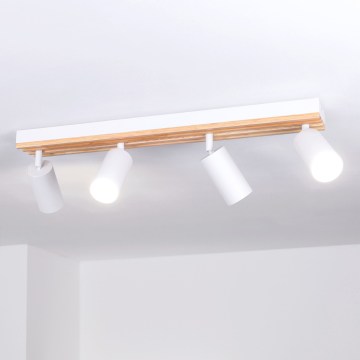 Brilagi - Spot SELE WOOD ACOUSTIC 4xGU10/30W/230V blanc/bois