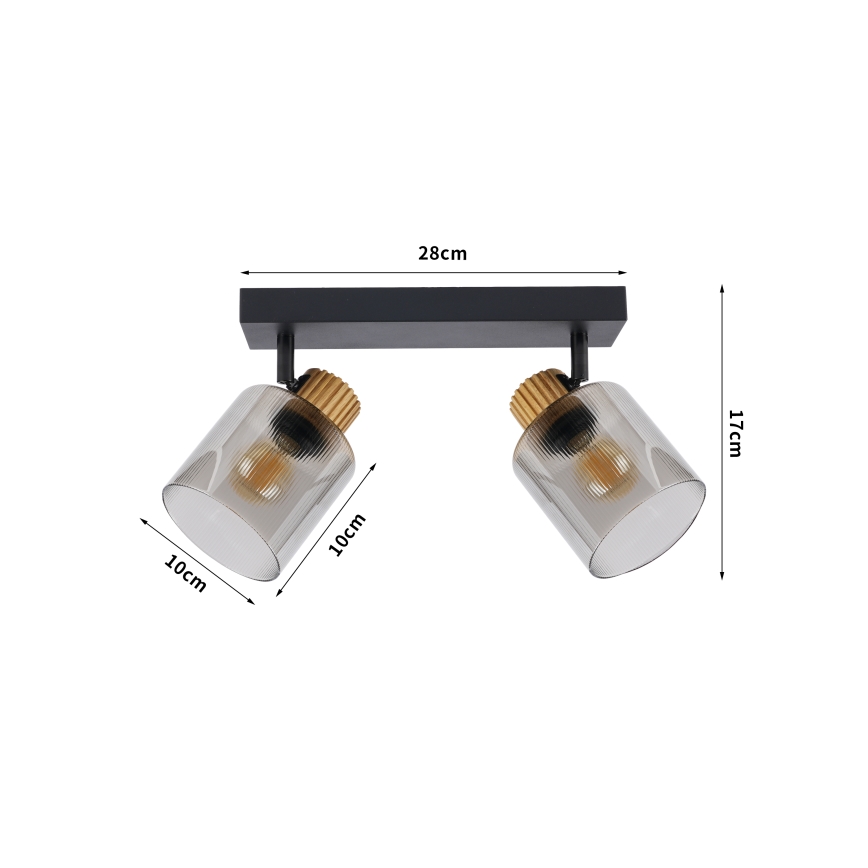 Brilagi - Spotarmatuur HYGGE 2xE14/15W/230V zwart/rookglas