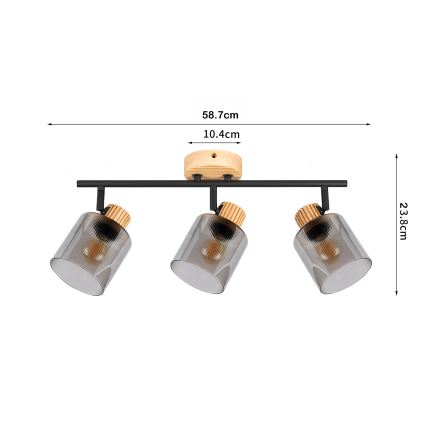 Brilagi - Spotarmatuur HYGGE 3xE14/15W/230V rubberhout/gerookt glas