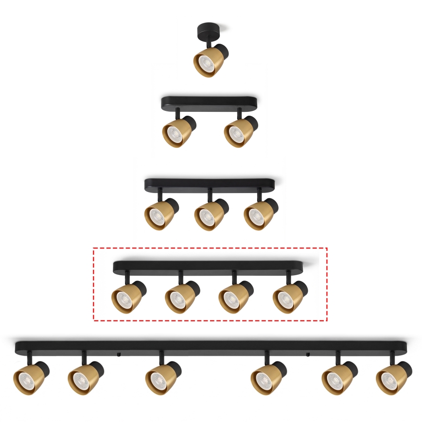 Brilagi - Spotarmatuur NUGGET 4xGU10/30W/230V zwart/goud