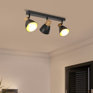 Brilagi - Spotarmatuur ODENSE 3xE14/10W/230V rubberhout/zwart