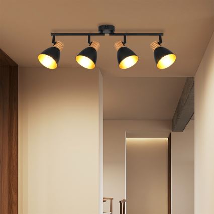 Brilagi - Spotarmatuur ODENSE 4xE14/10W/230V hout/zwart