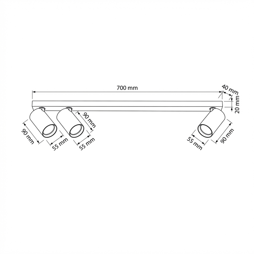 Brilagi - Spotarmatuur SELE LONG 3xGU10/30W/230V zwart
