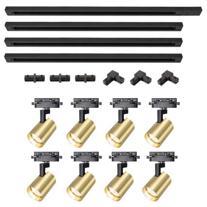Brilagi - Spotarmatuur voor railsysteem HUSKY, 8xGU10/10W/230V, zwart/goud