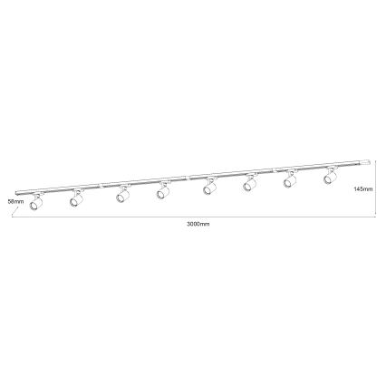 Brilagi - Spotarmatuur voor railsysteem HUSKY, 8xGU10/10W/230V, zwart/goud
