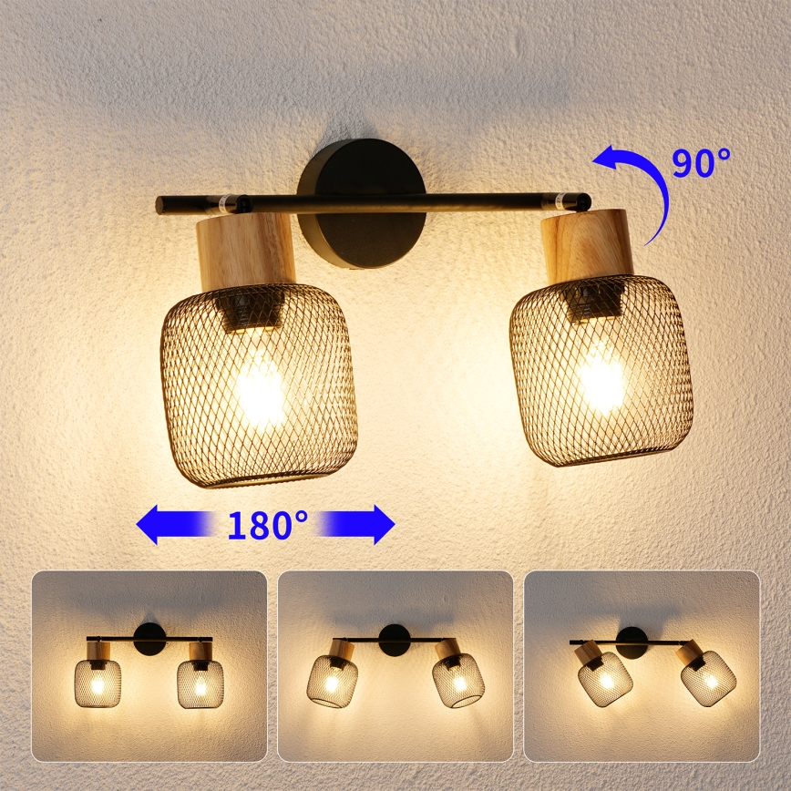 Brilagi - Spotlamp BASKLITE 2xE27/15W/230V hout/zwart