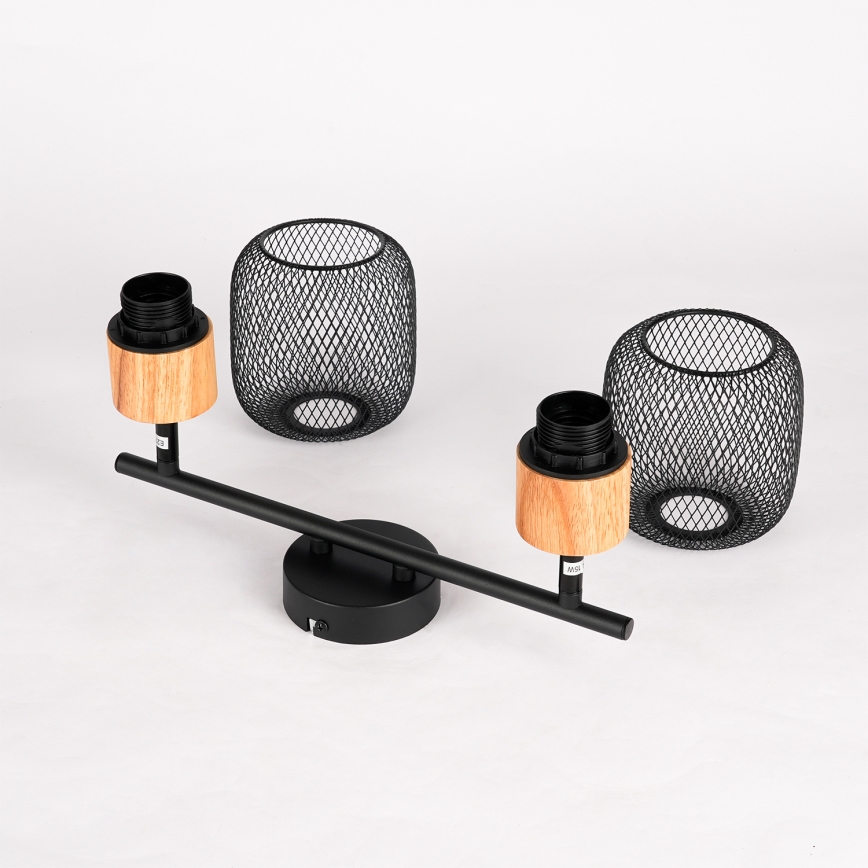 Brilagi - Spotlamp BASKLITE 2xE27/15W/230V hout/zwart