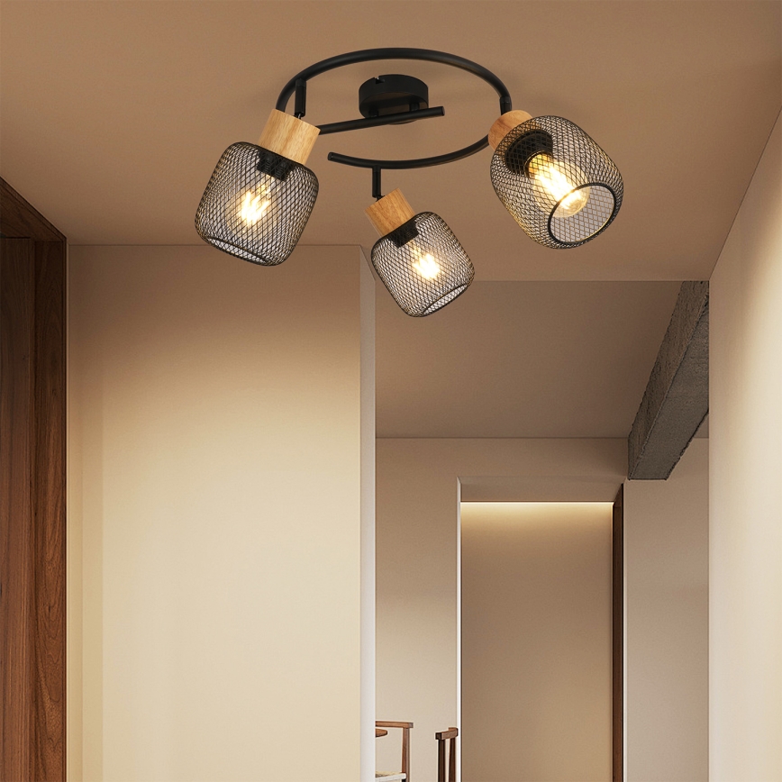 Brilagi - Spotlamp BASKLITE 3xE27/15W/230V hout/zwart