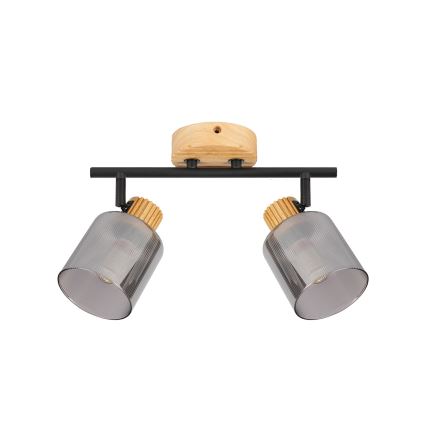 Brilagi - Spotlamp HYGGE 2xE14/15W/230V hout/gerookt glas
