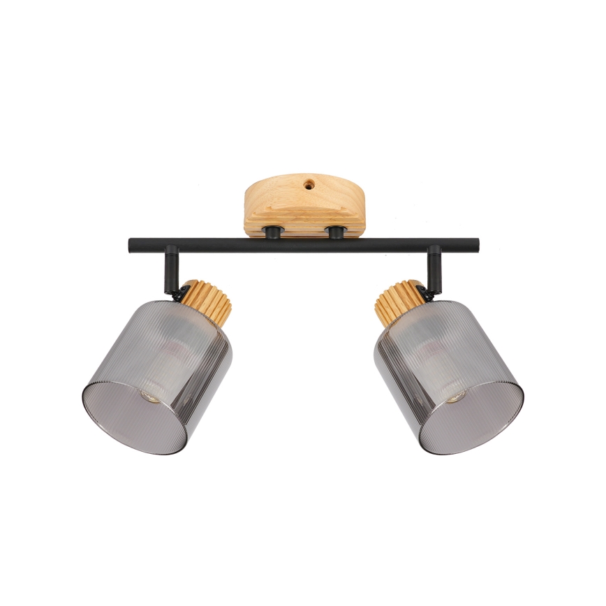 Brilagi - Spotlamp HYGGE 2xE14/15W/230V hout/gerookt glas