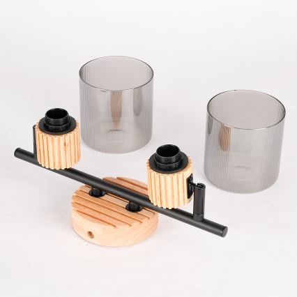 Brilagi - Spotlamp HYGGE 2xE14/15W/230V rubberhout/gerookt