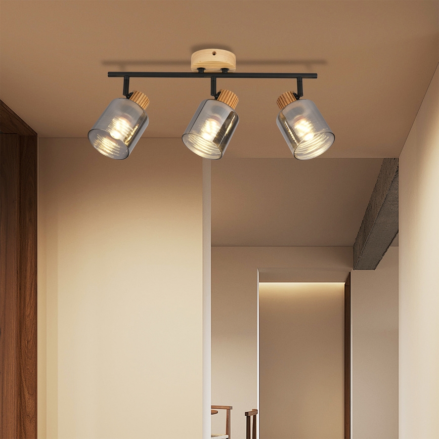 Brilagi - Spotlamp HYGGE 3xE14/15W/230V hout/rookkleurig