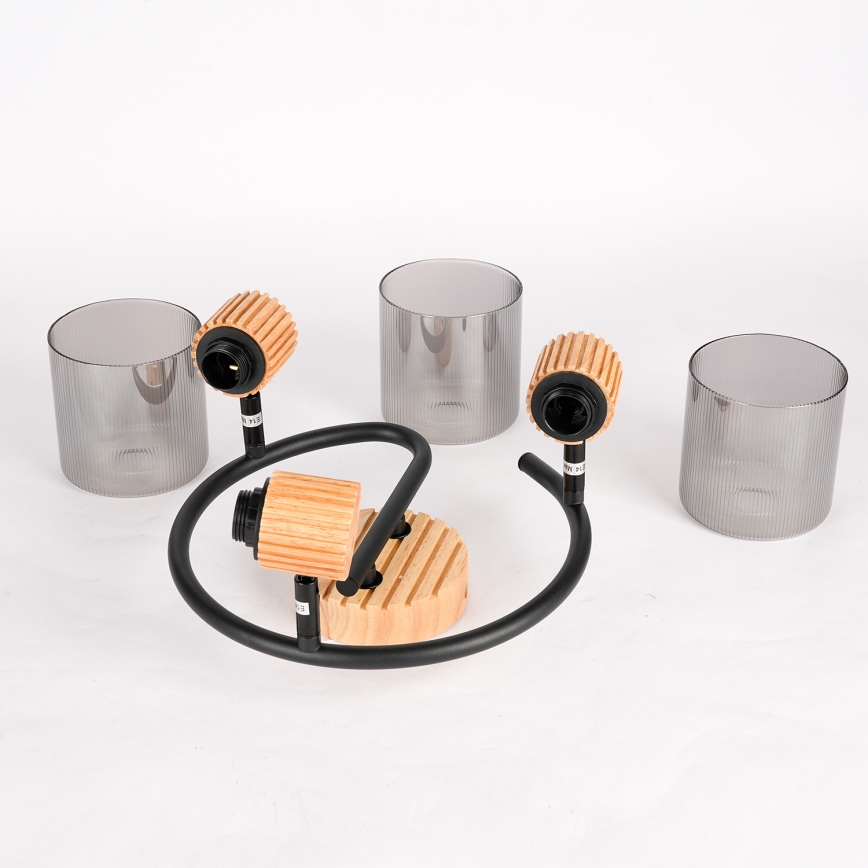 Brilagi - Spotlamp HYGGE 3xE14/15W/230V rubberhout/rookkleurig