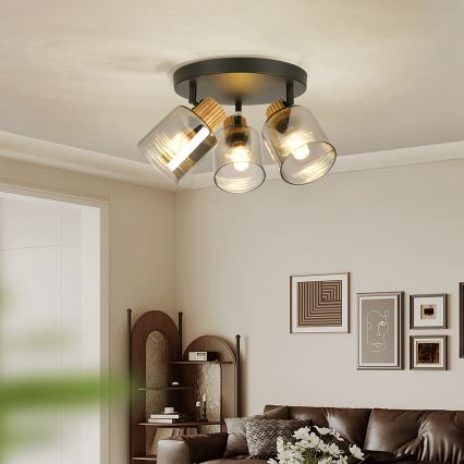 Brilagi - Spotlamp HYGGE 3xE14/15W/230V zwart/gerookt glas