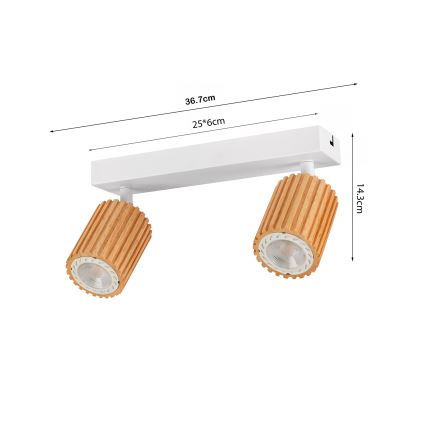 Brilagi - Spotlamp MODERN WOOD 2xGU10/8W/230V hout/wit