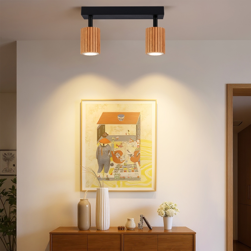 Brilagi - Spotlamp MODERN WOOD 2xGU10/8W/230V hout/zwart