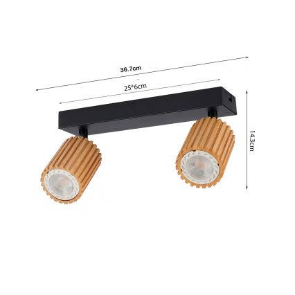 Brilagi - Spotlamp MODERN WOOD 2xGU10/8W/230V hout/zwart