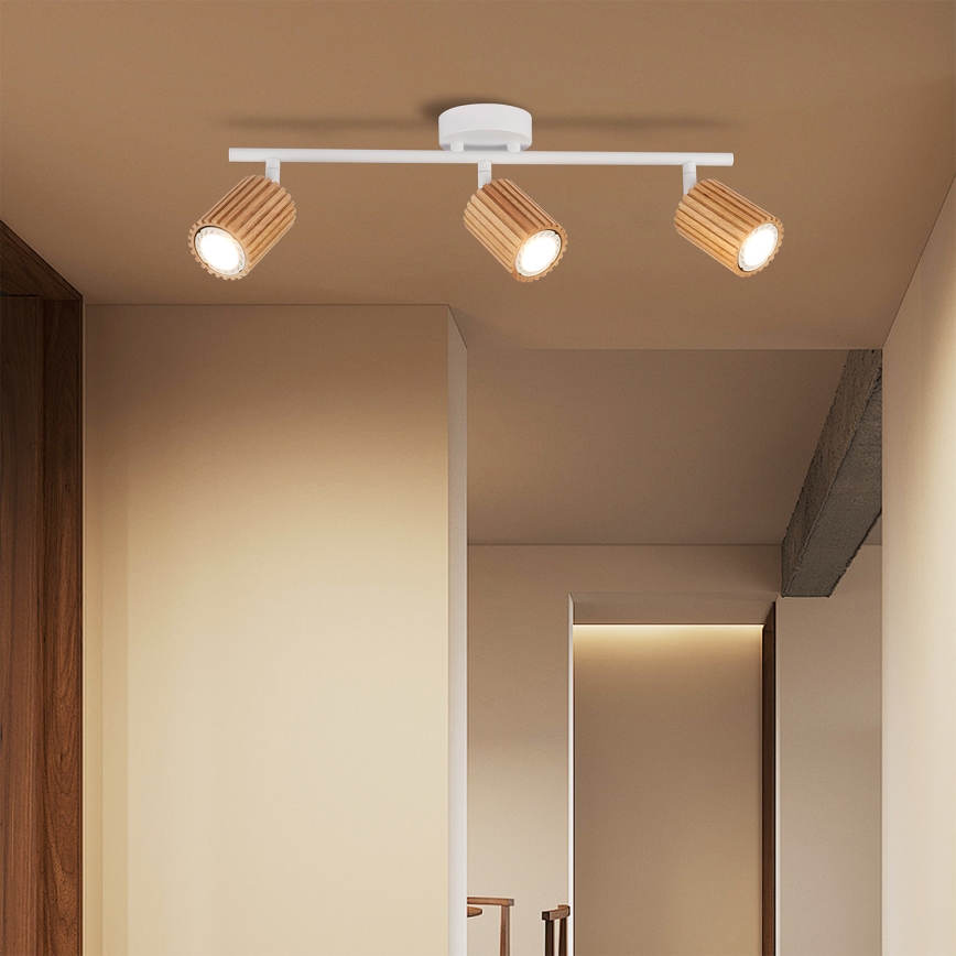 Brilagi - Spotlamp MODERN WOOD 3xGU10/8W/230V hout/wit