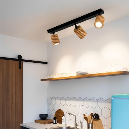Brilagi - Spotlamp MODERN WOOD 3xGU10/8W/230V hout/zwart
